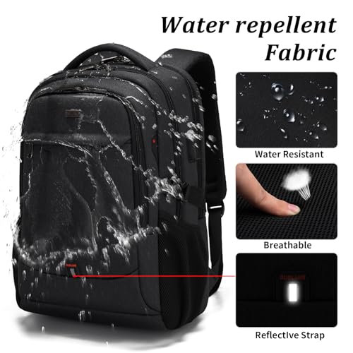 17 Inch Laptop Backpack for Travel Water Resistant College Backpack for Men/Women Laptop Bag with USB Charging Port and TSA lock,Black - color: Black-p