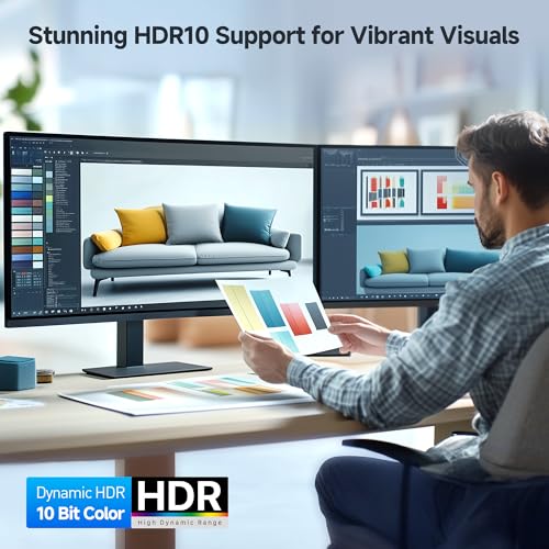 Cable Matters 4K Quad Display USB C MST Adapter, Dual Function HDMI/DP | Windows Only, 4x 4K@60Hz, 140W Charging, USB C Hub Dual DisplayPort 2.1 / HDMI 2.1 for 4 Monitors, Thunderbolt 5/4 Compatible