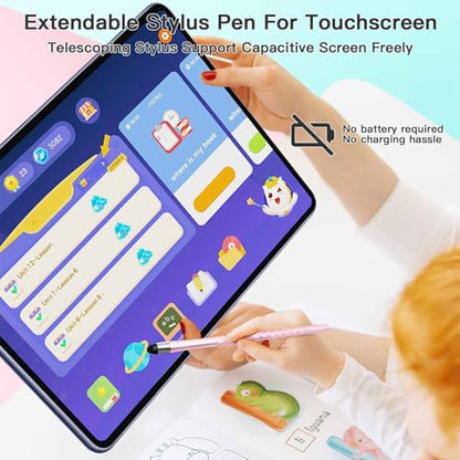 Extra Long Telescopic Stylus Pen for Touch Screens – Retractable Extendable Stylus with Precision Flocking Tip, Universal Compatibility with iPad/iPhone/Android, Lightweight & Durable (Pink) - color: Pink
