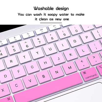 HRH English US Keyboard Cover Skin for MacBook Air 13 A2337 2020 | M1 Chip Processor with Touch ID,Precise Fit,Dust Proof,Waterproof,Durable,Smooth Touch,Keyboard Accessories,Ombre Pink - color: Ombre pink