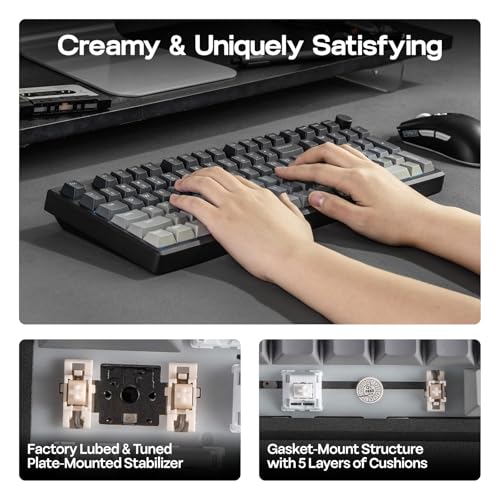 EPOMAKER Galaxy100 Lite QMK/VIA Gaming Keyboard with 8000mAh Battery | 1800 Aluminum Mechanical Keyboard with Numpad, USB-C/BT/2.4Ghz, Hot-Swap, Creamy Sound (Black, Marble White Switch) - color: Black, size: Marble White Switch