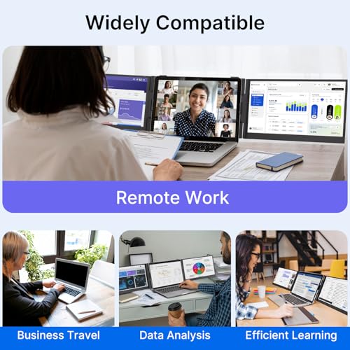 Triple Laptop Screen Extender - Ultra Thin 14" Monitor IPS FHD 1080P Portable Display for 13"-17" Laptops Compatible with Compatible with Windows Mac Chrome Surface Travel Work Setup - size: 14.2"