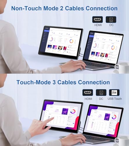Industrial Touchscreen Monitor 13.3 inch, FHD 1920×1080 IPS Laptop Touch Monitor HDMI VGA Display Support VESA Mount Compatible with Laptops PC Mac (13.3 Inch) - size: 13.3 Inch