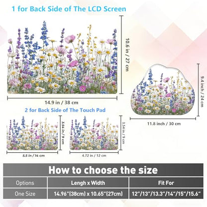 Laptop Skin Sticker Decal 15-15.6 Inch with Cute Mouse Pad, Universal Reusable Vinyl Sticker for 12.1 13 13.3 14 15.4 Inch Netbook and Notebook PC, Boho Floral - color: Boho Floral