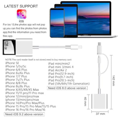 SD Card Reader for iPhone iPad,Micro SD Card Reader Memory Card Reader Plug and Play Trail Camera SD Card Adapter,Simultaneous Charging and Reading - color: Pearl White