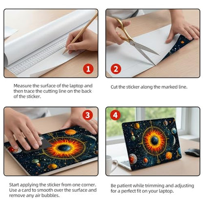 Universal Laptop Skin Sticker Decal, 12"-15.6" Aesthetic Vinyl Wrap, Cosmic Astrology Planets Waterproof Notebook Cover Art Protector for MacBook HP Dell Lenovo, Fits 13" 14" 15" 15.6" - color: Cosmic Astrology Planets