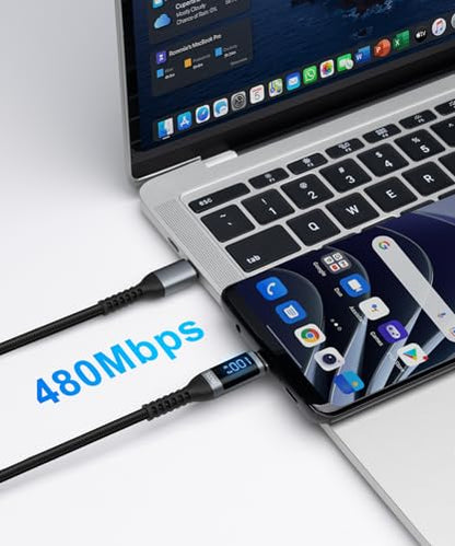 USB-C to USB C Charger Cable(2m/6.56ft), 100W PD Fast Charging /480 Mbps Data Transfer USBC Cable with LED Indicator Compatible with More Type-C Devices