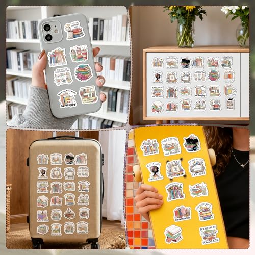 100 Pcs Book Lover Reading Stickers Vintage Bookish Sticker | Vintage Flower Stickers, Waterproof Vinyl, Book Floral Pattern, Reading Decals for Water Bottle Laptop Journal Scrapbook - style: Book Lover