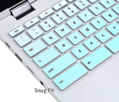Keyboard Cover for Lenovo Chromebook Flex 5 5i 13" / Chromebook Flex 3 11 / IdeaPad 3 Chromebook 11.6 / Lenovo Spin X360 2-in-1 Chromebook/Chromebook C330 C340 100e 300e 500e 11.6, Ombre Mint - color: Ombre Mint