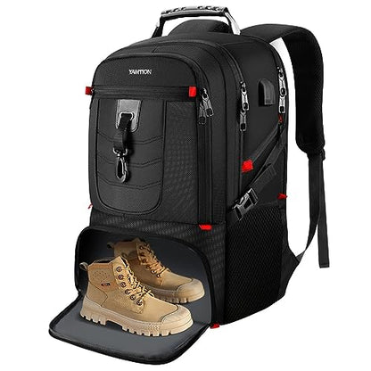 Travel Business Laptop Backpack for 18.4in PC with Shoe Compartment USB Charging Port,Sport Gym Bag for College Hiking Camping,Waterproof School Bookbag for Men Women Boys,Black - size: 18.4in