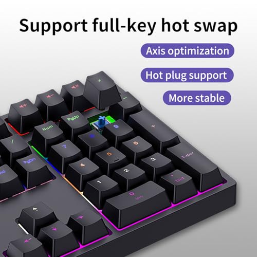 XUMIUZIY Number Pad, Mechanical Numeric Keypad with RGB Backlit, Hotswap Blue Switches, PBT Keycaps, 34 Keys USB Wired Numpad for Laptop, Computer, PC (Black) - color: Black