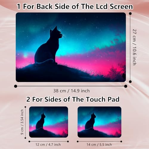 Laptop Skin Sticker Decal 12" 13" 13.3" 14" 15" 15.6",Waterproof Scratch Resistant Vinyl,Reusable Easy to Apply,for MacBook HP Dell Notebooks Netbooks Laptop,2 Wrist Pads,Cute Cat Galaxy - color: Cute Cat Galaxy