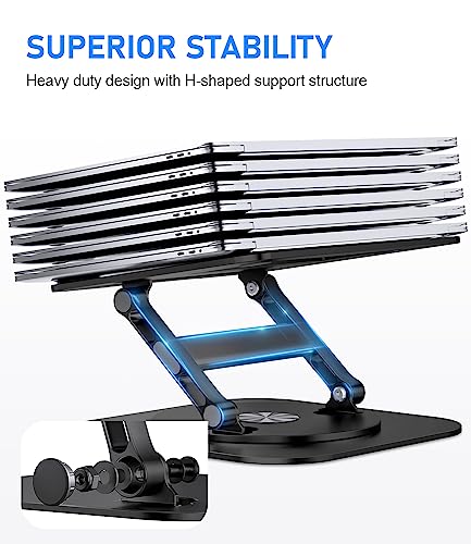 AOEVI Adjustable Laptop Stand with 360 Rotating Base, Stable Computer Stand for Laptop Ergonimic Foldable Laptop Riser for Desk Compatible with MacBook Pro/Air Notebook up to 16 Inches, Black - color: Black