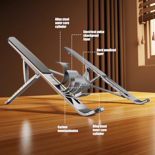Multiple Angled Laptop Stand with Alloys Construction and Silicone Grips for Secure Placement and Viewing Foldable Laptop Stand - color: Purple