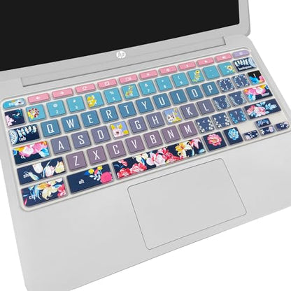 Silicone Keyboard Cover for HP Chromebook 11 x360, Chromebook 11 G2/G3/G4/G5/G6 EE/G7 EE, HP Chromebook 14-ca 14-ak 14-X Series, HP Chromebook 14 G2 G3 G4 (Red Flower) - color: Red Flower