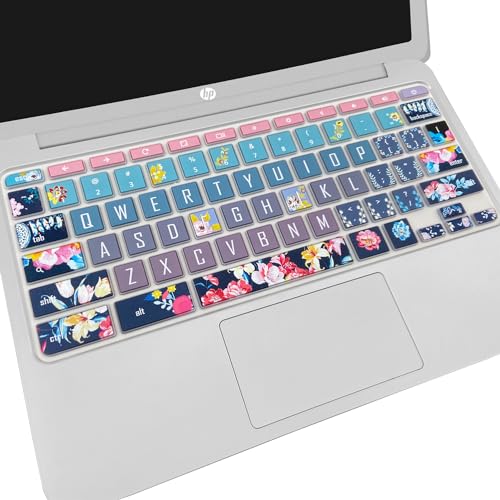 Silicone Keyboard Cover for HP Chromebook 11 x360, Chromebook 11 G2/G3/G4/G5/G6 EE/G7 EE, HP Chromebook 14-ca 14-ak 14-X Series, HP Chromebook 14 G2 G3 G4 (Red Flower) - color: Red Flower
