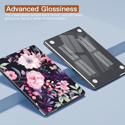 CISSOOK Compatible with MacBook Air 13 inch Case M2 M3 M4 M5 | A3449 A3240 A3113 A2681, 5in1 Set Hard Shell Case Keyboard Cover for MacBook Air 13 inch 2022 - 2026, Pink Flowers - color: Air13.6inch-Pink Flowers