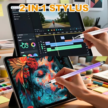 Stylus (7 Pcs), 2-in-1 Stylus Pen for Touch Screen, High Precision and Sensitivity, Suitable for iPad/iPhone/Samsung/Android Smartphone and Tablets, Compatible with All Touch Screen - color: Gradient color