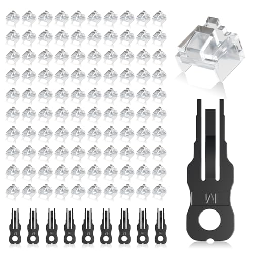 100 Pcs RJ45 Port Lock with 10 Key, Locking RJ45 Port/Dust Blocker, RJ45 Dust Cover Cap Female Port Plugs Protector, Compatible RJ45 Port Devices, Clear - color: Clear, size: 100-Pack