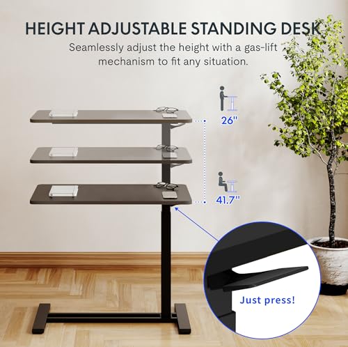 FLEXISPOT Height Adjustable C Table with Wheels, Mobile Snack Side End Table Sofa Couch Bedside Table Laptop Rolling Cart TV Tray Night Stand Small Space Side Table,(27.6" W x 15.7" D,Black) - color: Black, size: 28x16