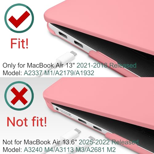 DONGKE Compatible with MacBook Air 13 inch Case 2021 2020 2019 2018 Release Model: M1 A2337 A2179 A1932, Matte Hard Case Cover for MacBook Air 13 inch with Retina Display Fits Touch ID - Pink - color: Pink