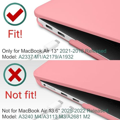 DONGKE Compatible with MacBook Air 13 inch Case 2021 2020 2019 2018 Release Model: M1 A2337 A2179 A1932, Matte Hard Case Cover for MacBook Air 13 inch with Retina Display Fits Touch ID - Pink - color: Pink