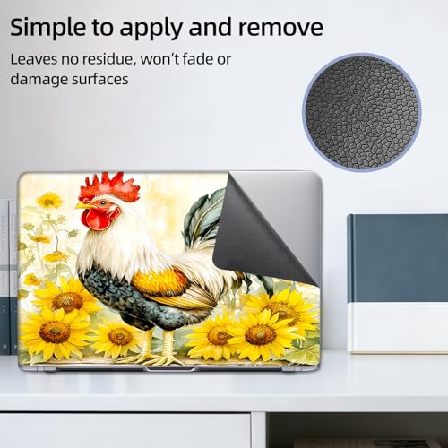 Aesthetic Laptop Skin Sticker, Rooster Among Sunflowers Waterproof Vinyl Laptop Decal, Removable Bubble Free, Reusable Protective Cover for 13 14 15 15.6 Inch - color: Rooster Among Sunflowers