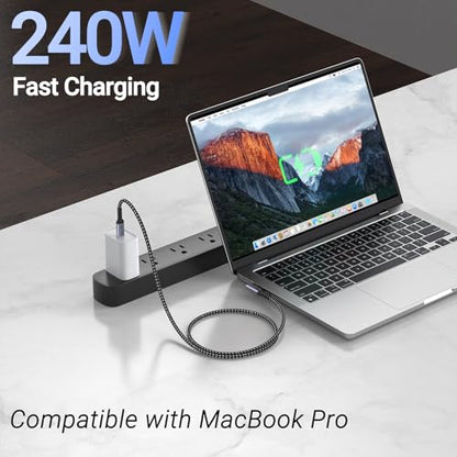USB4 Cable 3.3FT 2 Packs, 240W USB C to USB C Right Angle | 40Gbps High Speed Data, Single 8K/Dual 4k Video Display, Compatible for Thunderbolt 4, 3, Monitor, iPhone 15/16 Pro Max - size: 240w - 3ft, 3ft