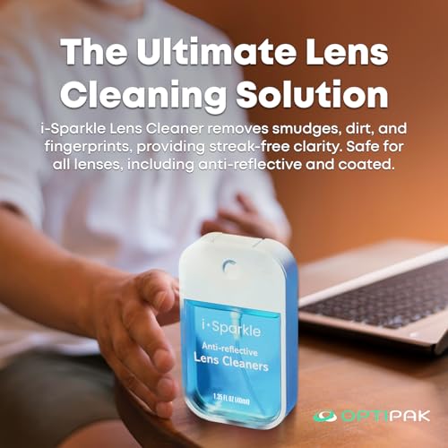 I-Sparkle Anti-Reflective Lens Cleaner Spray kit | (1x) 1.35oz Glasses Cleaner Spray + (1x) Microfiber Cloth for Eyeglasses, Sunglasses, Lenses, Screens and Camera Cleaning Kit (2 Piece Set)
