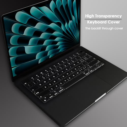 ProElife Keyboard Cover Skin for MacBook Air 13/15 Inch M5 M4, Transparent | US Enter, Ultra Thin (0.13 mm), TPU Protective Skin, Easy to Apply, Washable & Reusable, Dust-proof, Precision Molded - color: Transparent