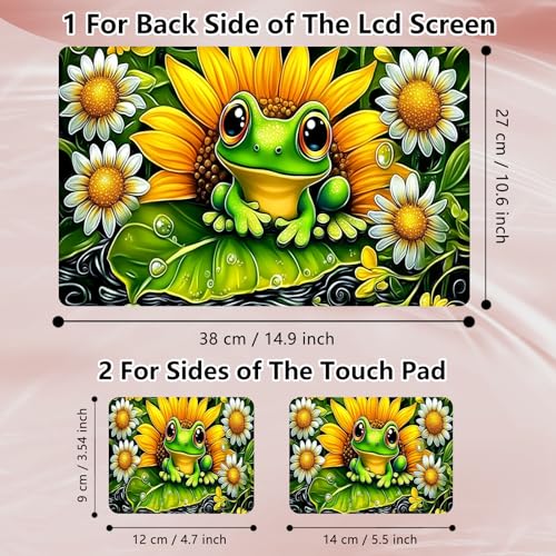 Laptop Skin Sticker Decal 12" 13" 13.3" 14" 15" 15.6",Waterproof Scratch Resistant Vinyl,Reusable Easy to Apply,for MacBook HP Dell Notebooks Netbooks Laptop,2 Wrist Pads,Cute Frog Floral - color: Cute Frog Floral