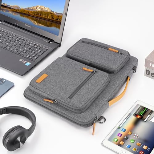 DOMISO 15.6 inch Laptop Case Sleeve Protective Cover Compatible with MacBook Pro 16 M4 M3 M2/Pro Max,15.6-16 inch HP Dell ASUS Lenovo Chromebook,Waterproof Computer Bag with Shoulder Strap,Grey - color: Grey, size: 15.6 inch