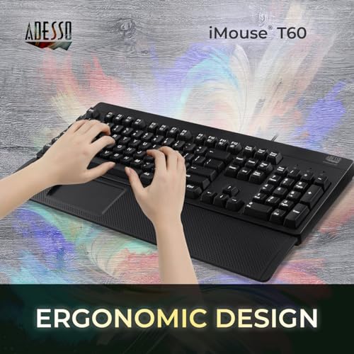 Adesso iMouse T60 2.4GHz USB Wireless Touchpad with Armrest, Ergonomic Design, Built-in Multiple Gesture Controls, Compatible with Windows