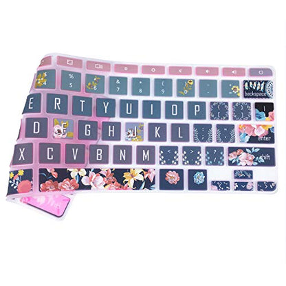 Silicon Keyboard Cover Skin for HP Chromebook 11 x360, 14-ca, 14-ak - Red Flower - color: Red Flower