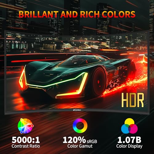 SANSUI 27 Inch WQHD 2560X1440 Curved Gaming Monitor, 180Hz MPRT 1ms Computer Monitor,HDMI2.0 * 2, DP1.2 * 2, Freesync, Curved 1500R, 5000:1 Contrast Ratio, 120% sRGB,HDR(ES-G27C1Q DP Cable Included) - size: 27