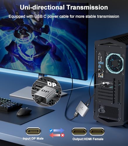 DisplayPort to Dual HDMI Adapter (4K@60Hz) DP to HDMI Splitter for Dual Monitors Extended Display MST Display Port 1 in 2 Out Hub for PC, Graphics Card