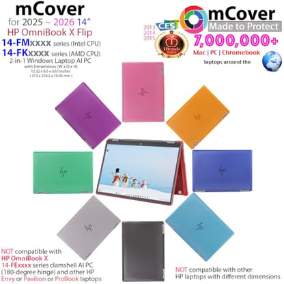 mCover Hard Case ONLY Compatible for 2025+ 14" HP OmniBook X Flip 14-FMxxxx 14-FKxxxx 2-in-1 (with 360° Hinge) Windows Laptop (NOT Fitting Any Other HP Models)- Black - color: Black