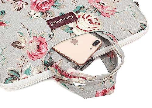 Rose Pattern Water Resistant Laptop Shoulder Messenger Bag for MacBook Pro 16 inch,15.6 inch and 15 inch-16 inch Laptop - color: Grey Rose