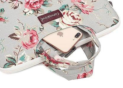 Rose Pattern Water Resistant Laptop Shoulder Messenger Bag for MacBook Pro 16 inch,15.6 inch and 15 inch-16 inch Laptop - color: Grey Rose