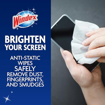 Windex Electronic Cleaning Wipes, Pre-Moistened Screen Wipes for TVs, Phones, and Other Electronics, Resealable for a Freshness Lock, 25 Count (Pack of 3) - size: 25 Count (Pack of 3)