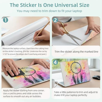Universal Laptop Skin Decal, 3-Piece Vinyl Protector for 12 13 14 15.6" Notebook, Waterproof Anti-Scratch, Easy Trim & Bubble-Free Finish, Dreamcatcher with Feathers Hanging - color: Dreamcatcher with Feathers Hanging
