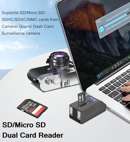 VIENON 5-Port USB 3.0 Hub with SD TF Card Reader, USB Extender Adapter with Memory SD/Micro SD Card Reader, USB 3.0/2.0 Ports, Portable USB Splitter for Laptop,PC, Camera, Flash Driver, HDD, Dash Cam - style: 5 Port