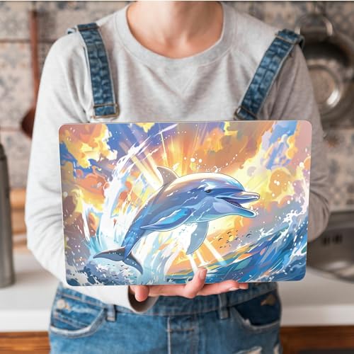 Universal Laptop Skin Sticker with 2 Wrist Pad Skins, Waterproof Scratch Resistant Vinyl Laptop Cover Decal, Cut to Fit for 11–15.6 Inch MacBook HP Dell Lenovo, Dolphin - color: Dolphin