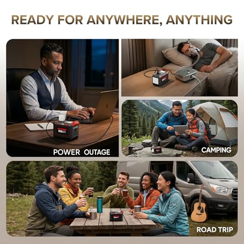 MARBERO 200W Portable Power Station 148Wh Camping Solar Generator Laptop Power Bank with AC Outlet 110V, DC, USB QC3.0, LED Flashlights for CPAP Home Outdoor Trip Emergency Backup | Power Bank with AC Outlet 110V Solar Generator with 8 Output Ports for Ca