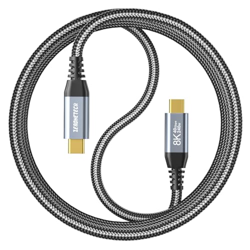 ZeroneTeck 40Gbps USB C for Thunderbolt 4 Cable 3.3FT (Gold-Plated), USB C Monitor Cable [8K/Dual 4K], 40Gbps High Speed Data Transfer, USBC Video Cord, 240W Charging for MacBook,iPhone 17/16,SSD,KYY - color: Black, size: 3.3FT