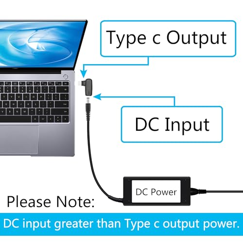 90 Degree 100W DC 5.5mm x 2.5mm Power Adapter, Input 15 - 20.5V, PD Chip | Right Angle DC 5525 Female to USB Type C Male PD Plug, Built in PD Intelligent Chip Quick Identification V/A, for USB C Port - style: DC 5525 Female to USB Type c Male - 100W