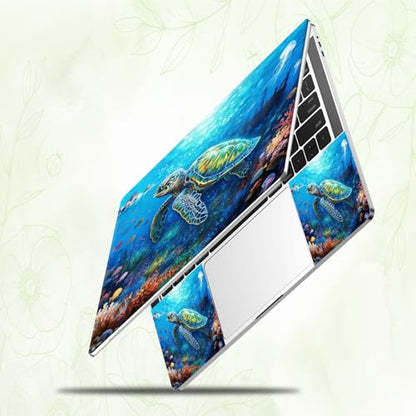 Laptop Skin Sticker Decal, Universal Reusable Vinyl Laptop Cover for 12" 13" 13.3" 14" 15" 15.4" 15.6" Notebook PC, Waterproof Scratch-Resistant with 2 Wrist Pads, Easy to Apply & Remove,A Sea Turtle - color: A Sea Turtle