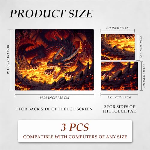 DEGDFSGR 12.1-15.6 Inch Universal Reusable Laptop Skin Sticker Decal, Waterproof Removable Protector for Notebook Cover, Scratch-Resistant Vinyl Cuttable Full Wrap Sticker, Fire Dragon Lava Cave - color: Fire Dragon Lava Cave