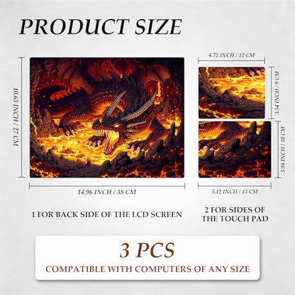 DEGDFSGR 12.1-15.6 Inch Universal Reusable Laptop Skin Sticker Decal, Waterproof Removable Protector for Notebook Cover, Scratch-Resistant Vinyl Cuttable Full Wrap Sticker, Fire Dragon Lava Cave - color: Fire Dragon Lava Cave
