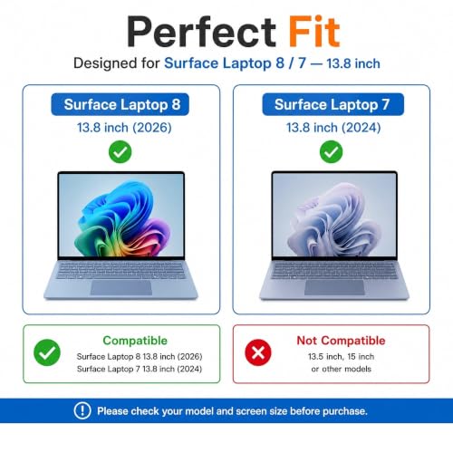 Megoo Screen Protector for Microsoft Surface Laptop 8/7 13.8 Inch (2026/2024), ArmorShield Series 9H Tempered Glass Protective Film, Scratch Resistant, HD Clear, Anti-Fingerprint - size: Surface Laptop 13.8"